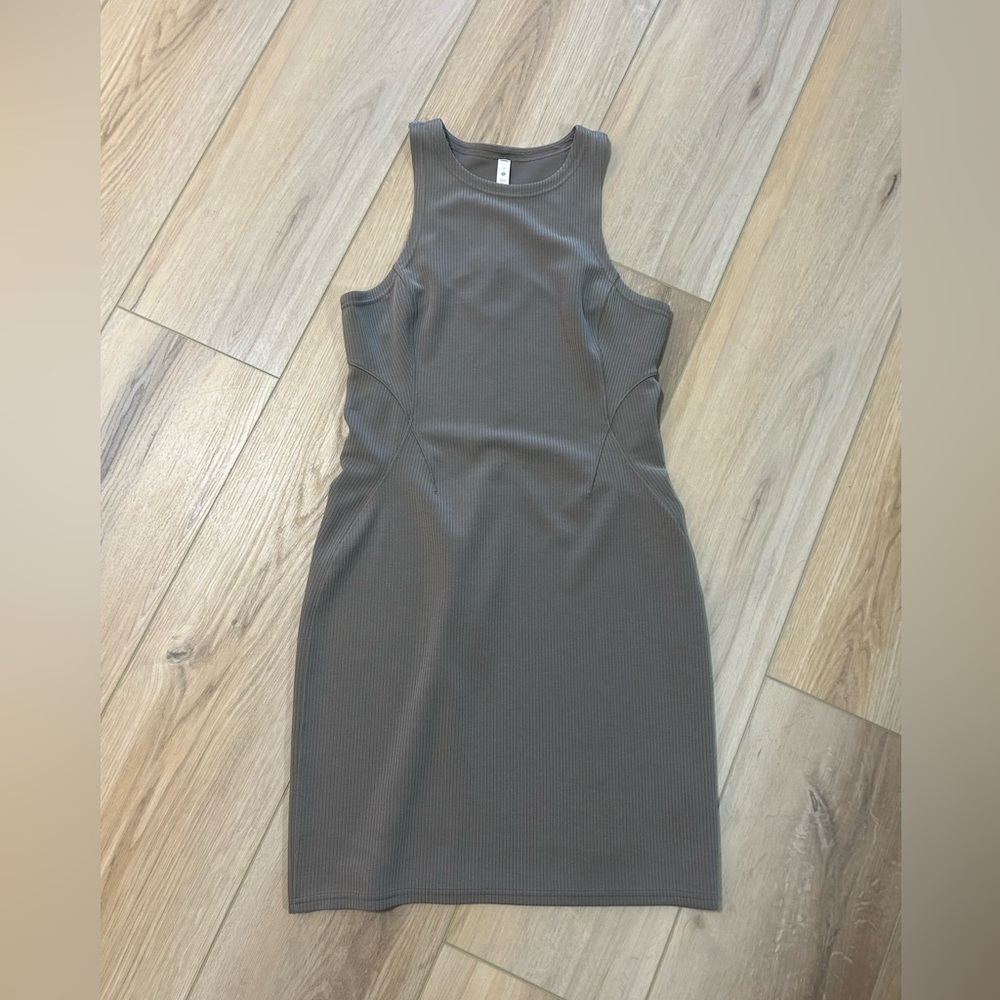 lululemon athletica sleeveless ribbed bodycon dress in mocha brown